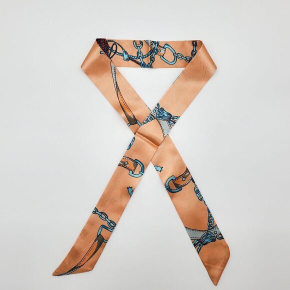 Peach Skinny Scarf | Hand Bag, Neck Scarf (2 pieces) - Color Set #10 / Brand NEW - Picture 3 of 12